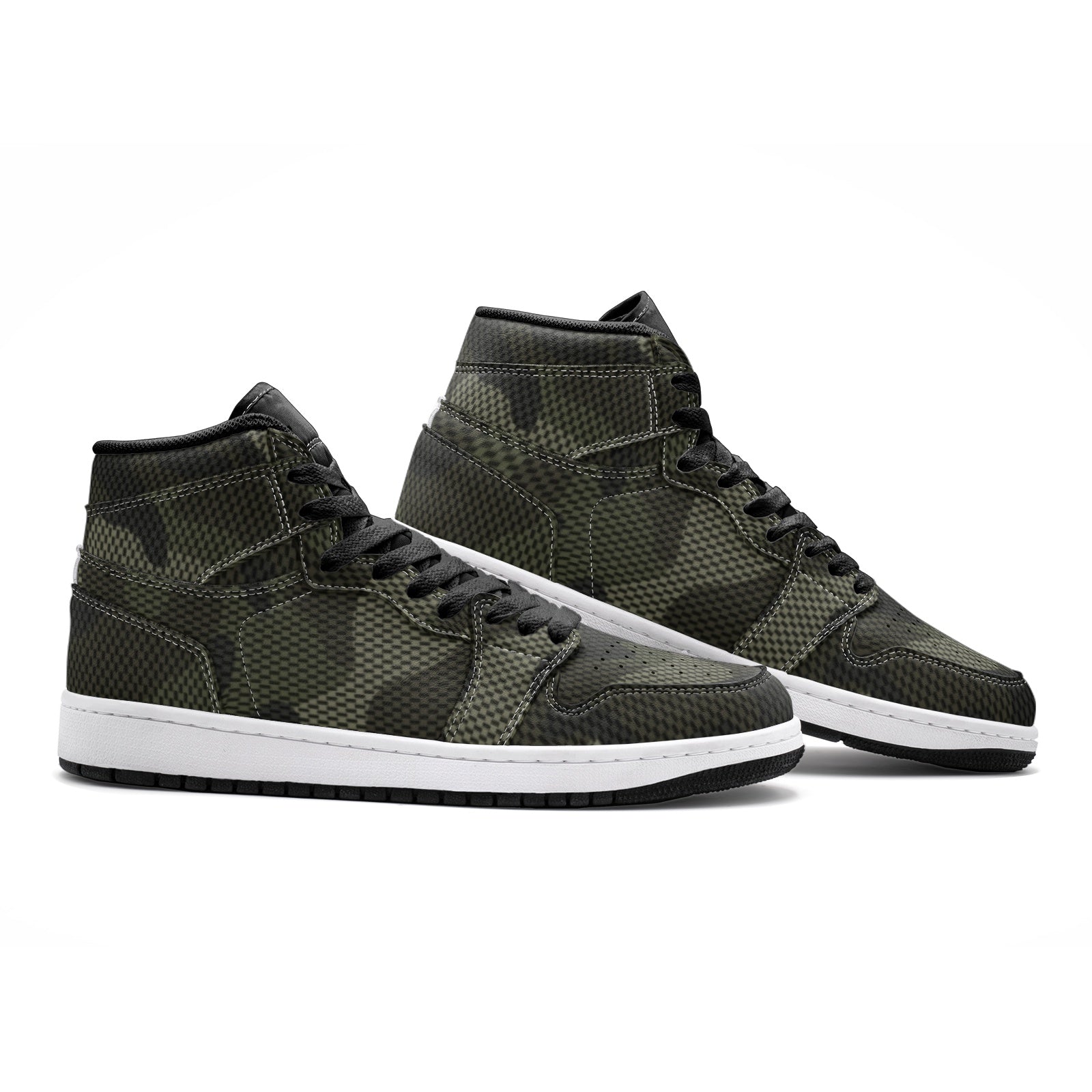 Brown Camo Sneakers AJ 1 | High Top | Digital Dotted Camouflage Style Camo Colors