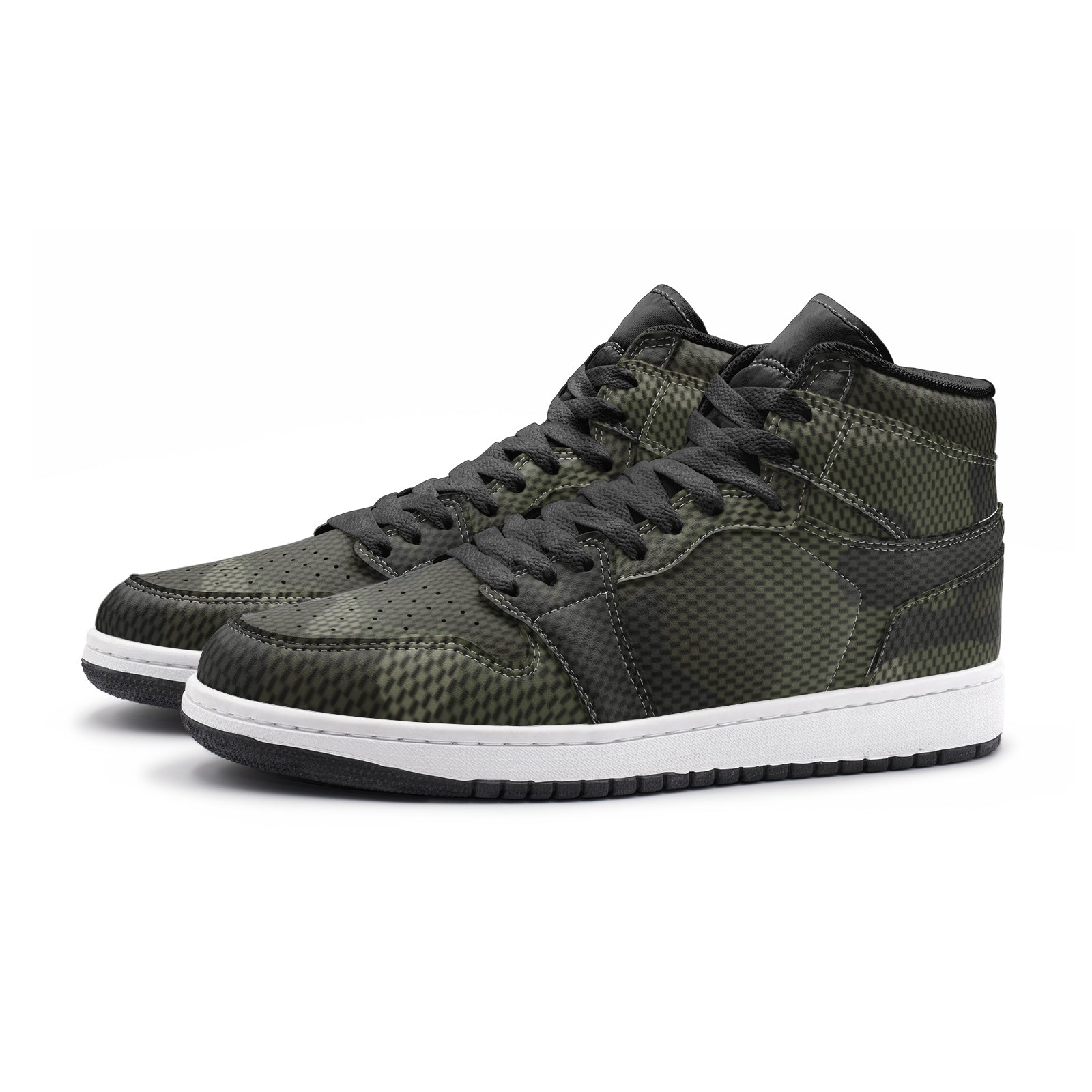 Brown Camo Sneakers AJ 1 | High Top | Digital Dotted Camouflage Style Camo Colors