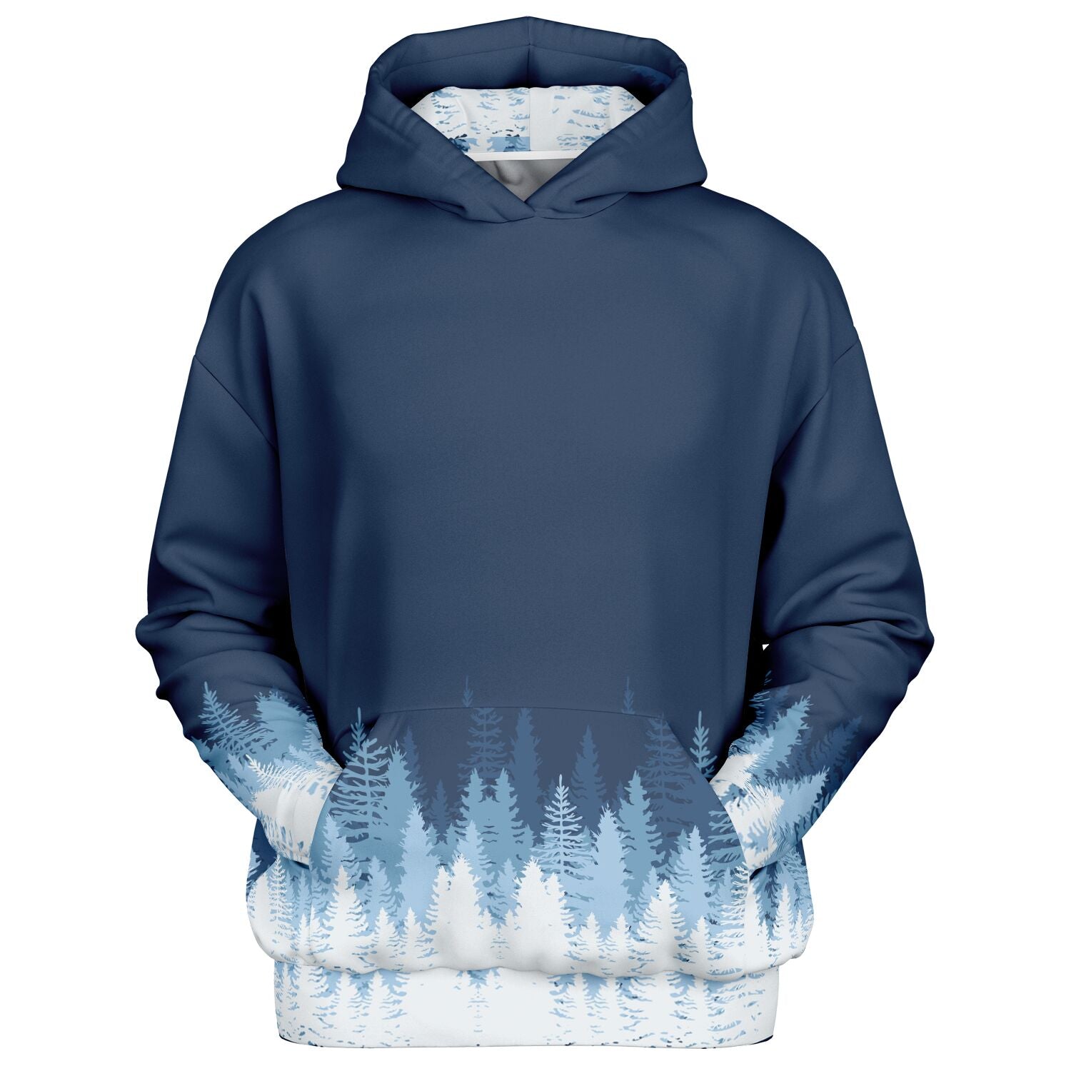 Heavyweight Oversized Hoodie | Blue & White Winter Forest | Camo Colors