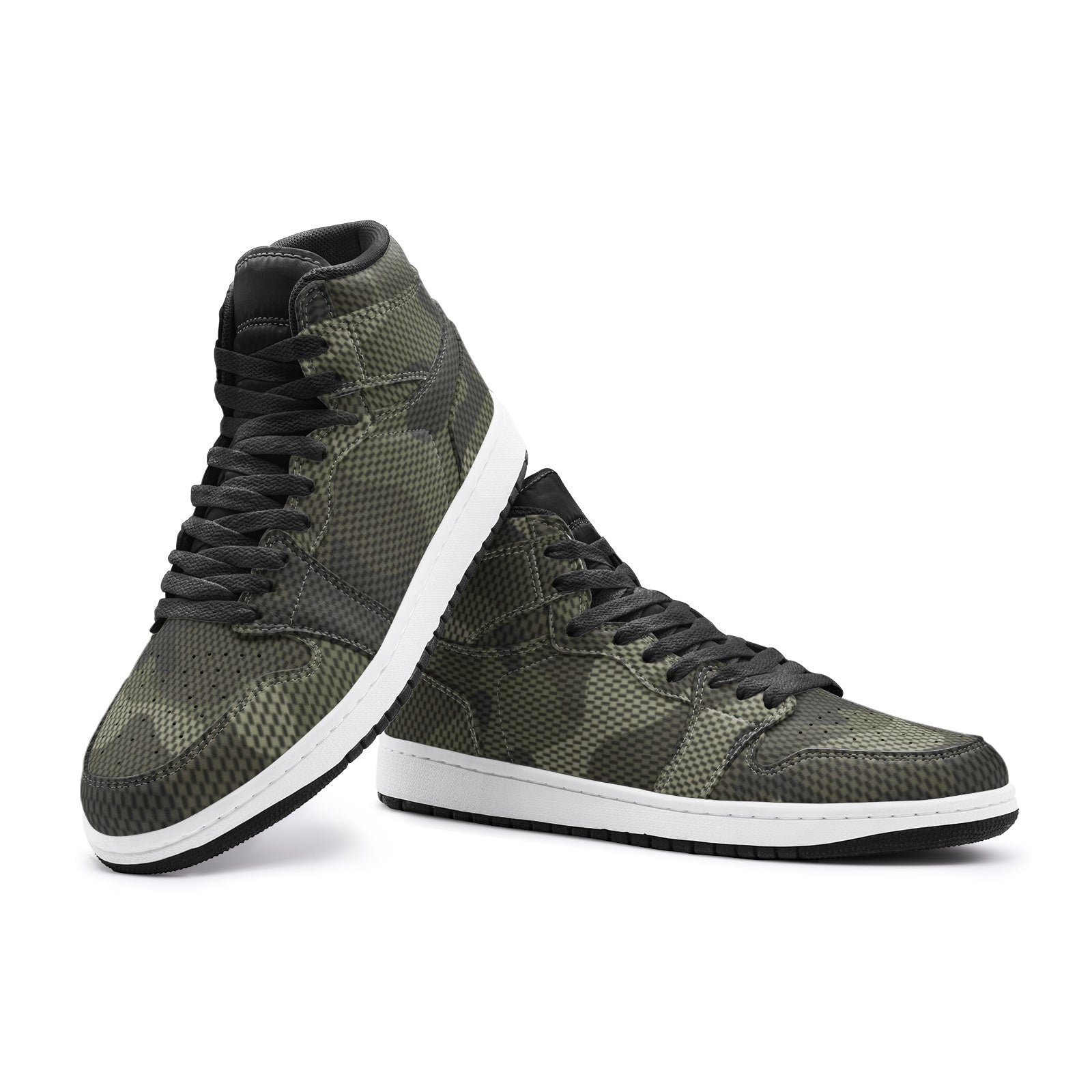 Brown Camo Sneakers AJ 1 | High Top | Digital Dotted Camouflage Style Camo Colors