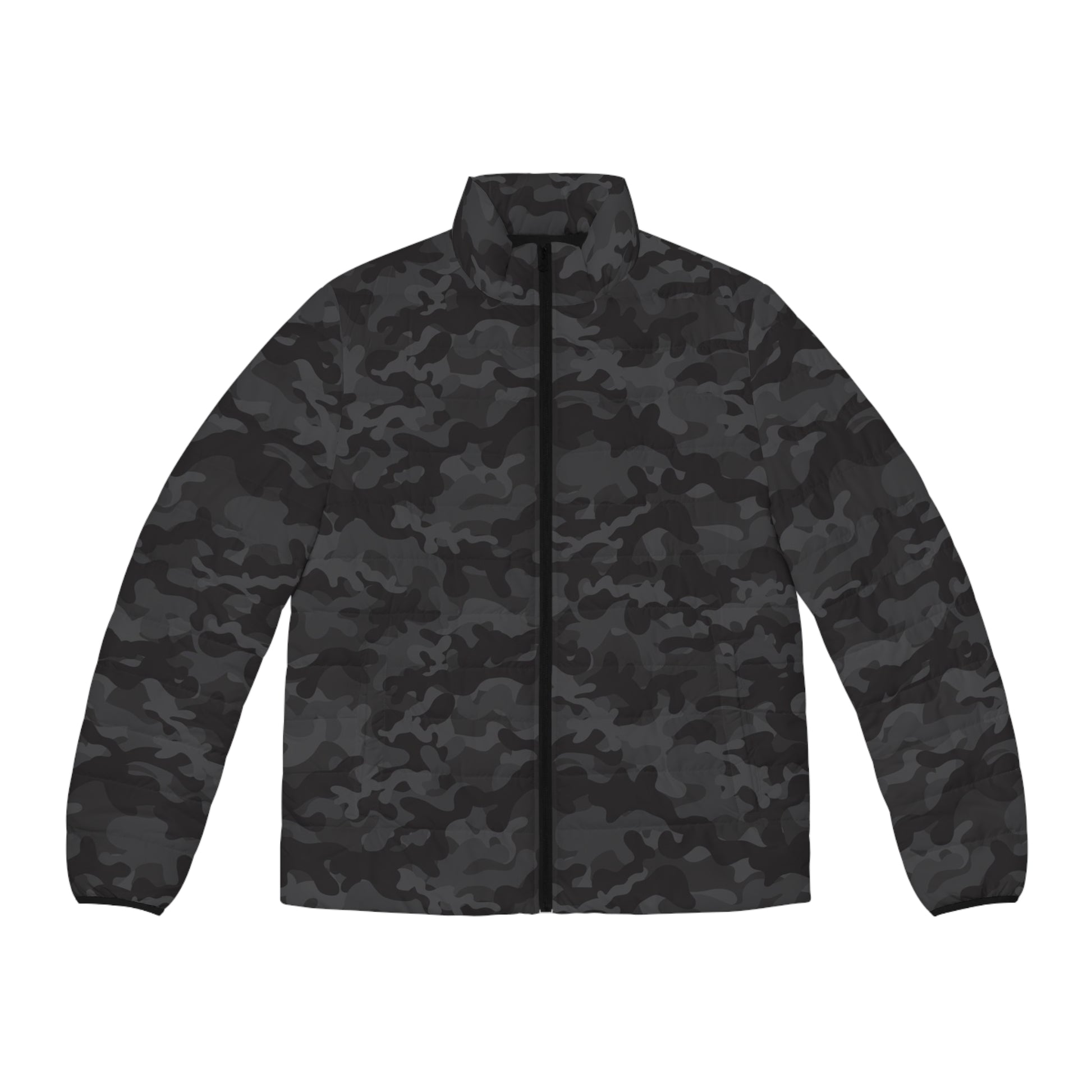 Black Camo Puffer Jacket For Men | Army Camouflage Camo Colors