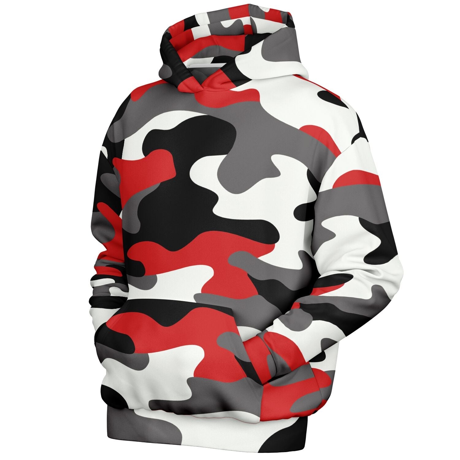 Oversized Hoodie in Red, Black, and White Camo Print | Camo Colors