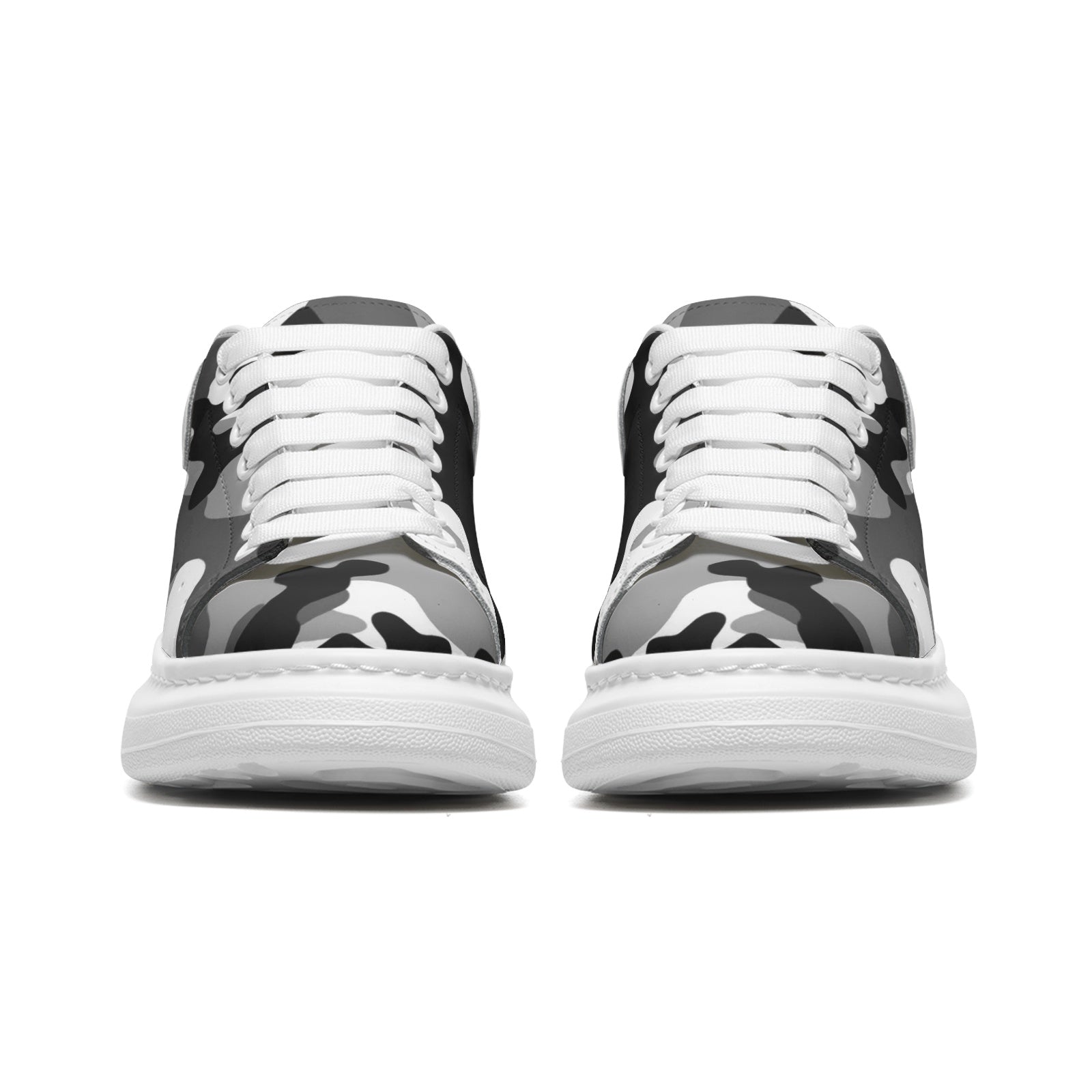 Oversized McQueen Sneakers | Gray, Black, & White Camouflage Camo Colors
