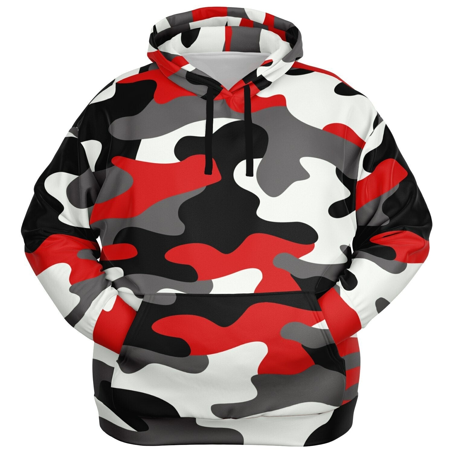 Plus-size Camo Hoodie in Red, Black and White Camouflage Print | Camo Colors