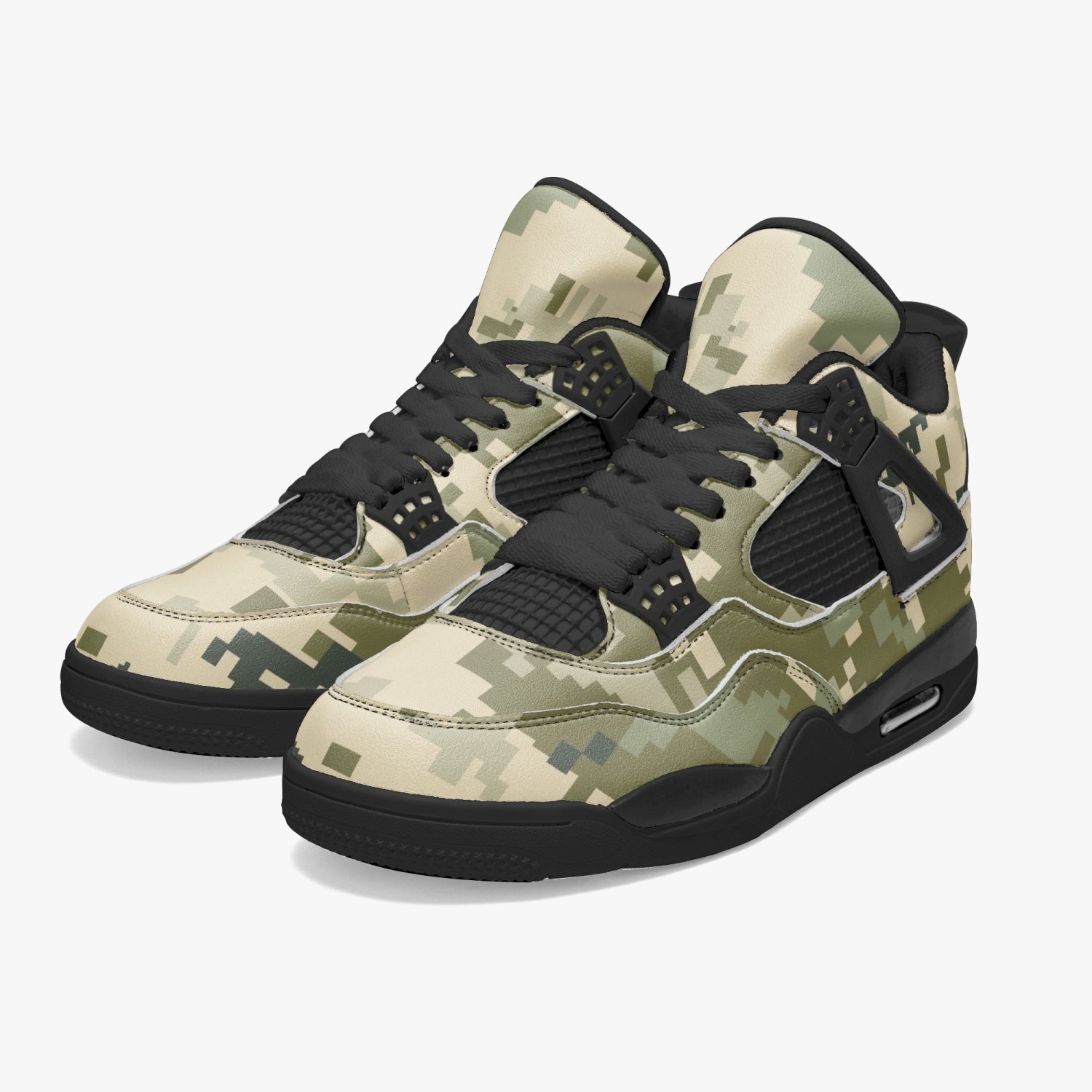 Camo Jordans AJ4 | Ukraine Green | Black Sole Camo Colors
