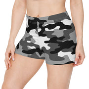 Women's Camo Shorts | Tight Fit | Gray, Black, and White Camo Colors