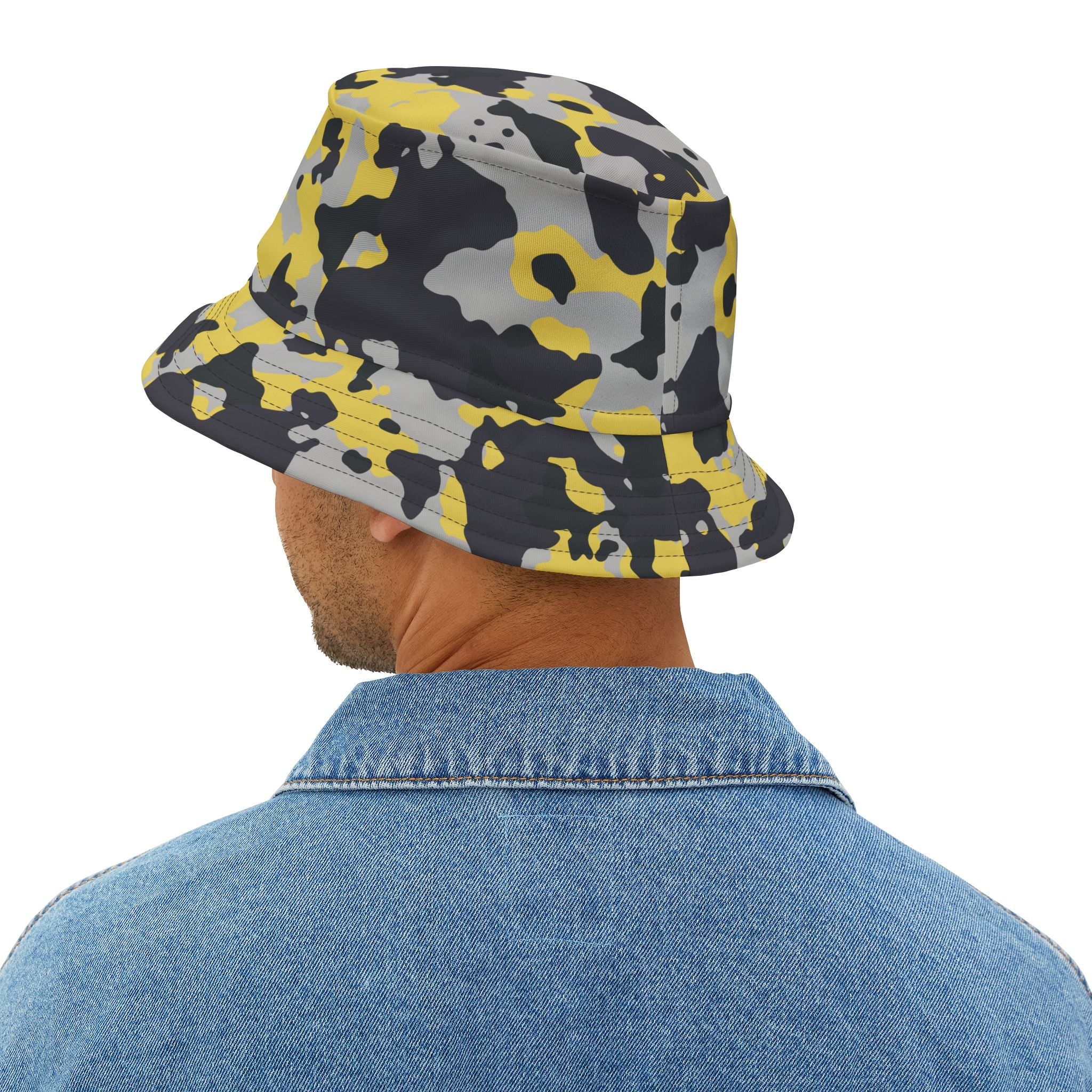 Camo Bucket Hat | Yellow, Black, and Silver Camouflage Camo Colors
