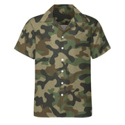 Military Brown Camo Shirt For Men | Cuban Collar Design | Camo Colors