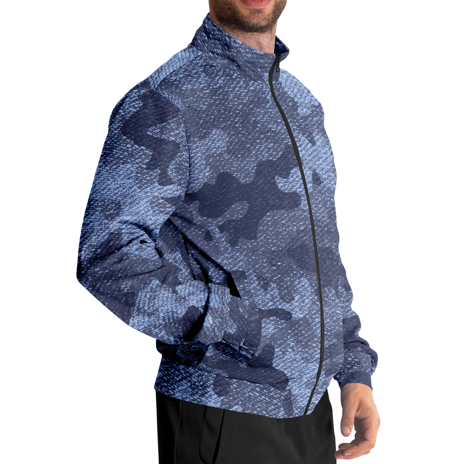 Camo Track Jacket | Denim Blue Camouflage Camo Colors