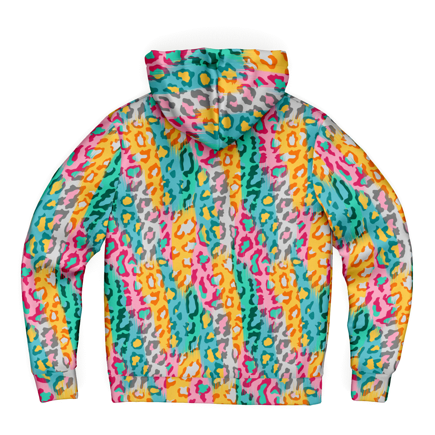 Microfleece Zip Hoodie | Colorful Leopard Pattern Camo Colors