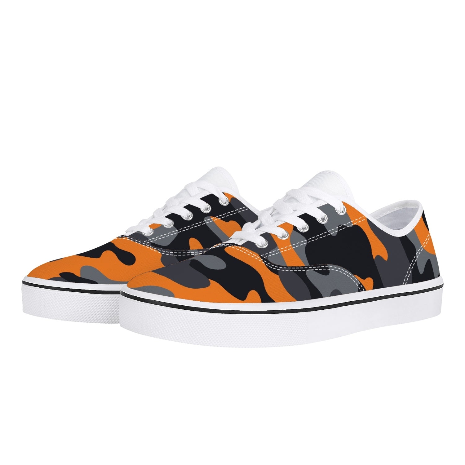 Camo Skate Shoes | Orange, Black, and Gray Camouflage Camo Colors