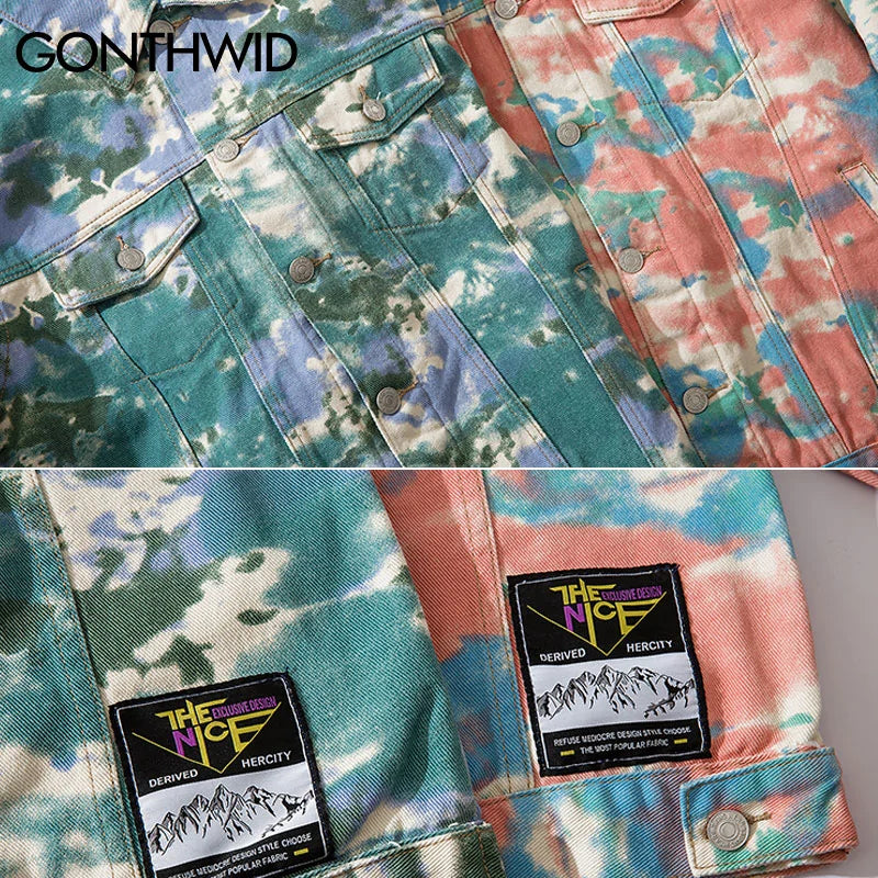 Camouflage Tie Dye Denim Jacket Camo Colors