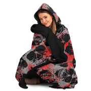 Blanket Hoodie | Red Skulls Camo Print | Microfleece Lining | Camo Colors