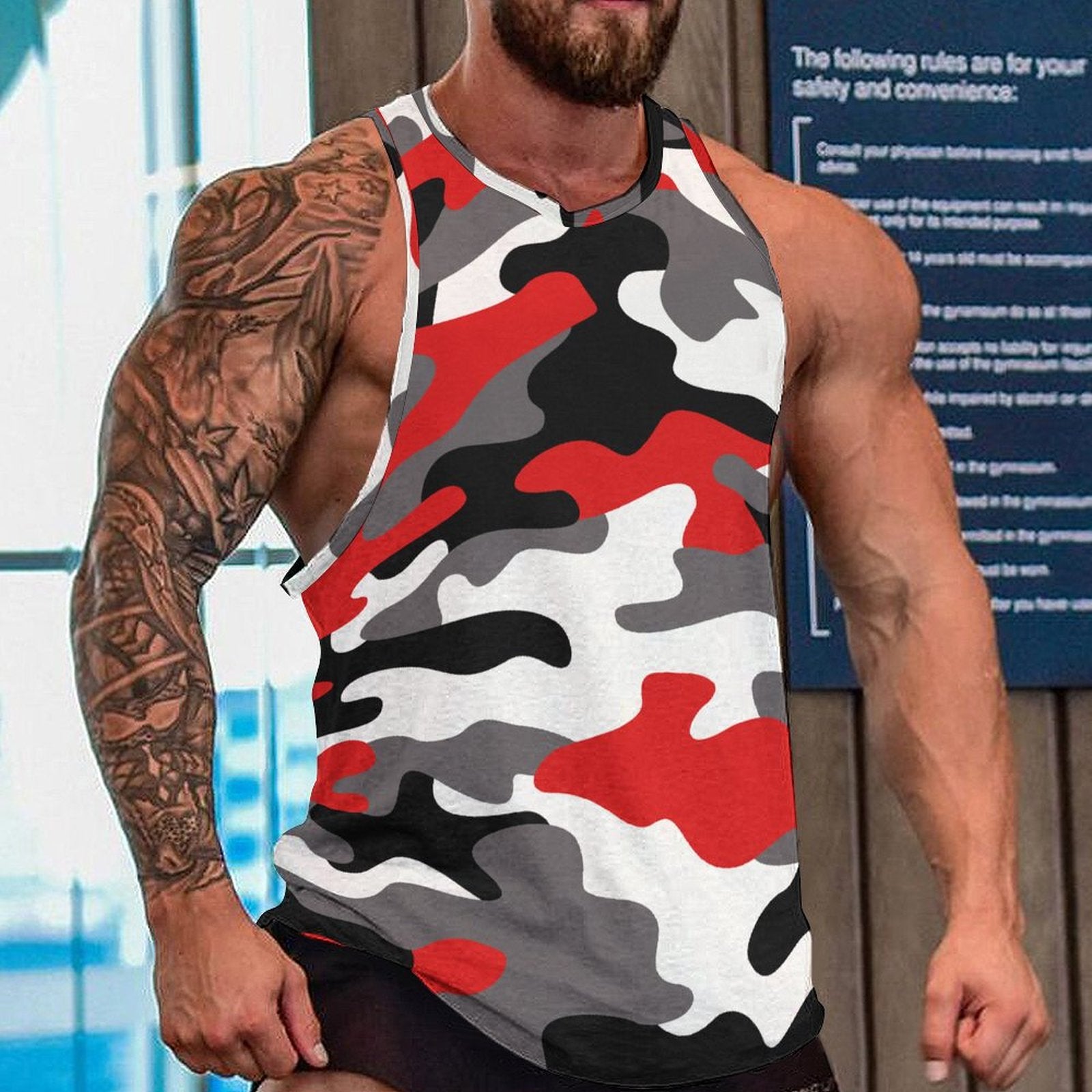 Camo Tank Top | Red, Black, and White Camouflage Camo Colors