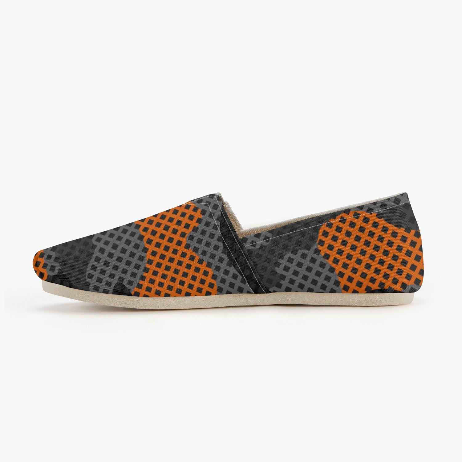 Camo Toms | Black & Orange Pixel Camouflage Canvas Shoes Camo Colors