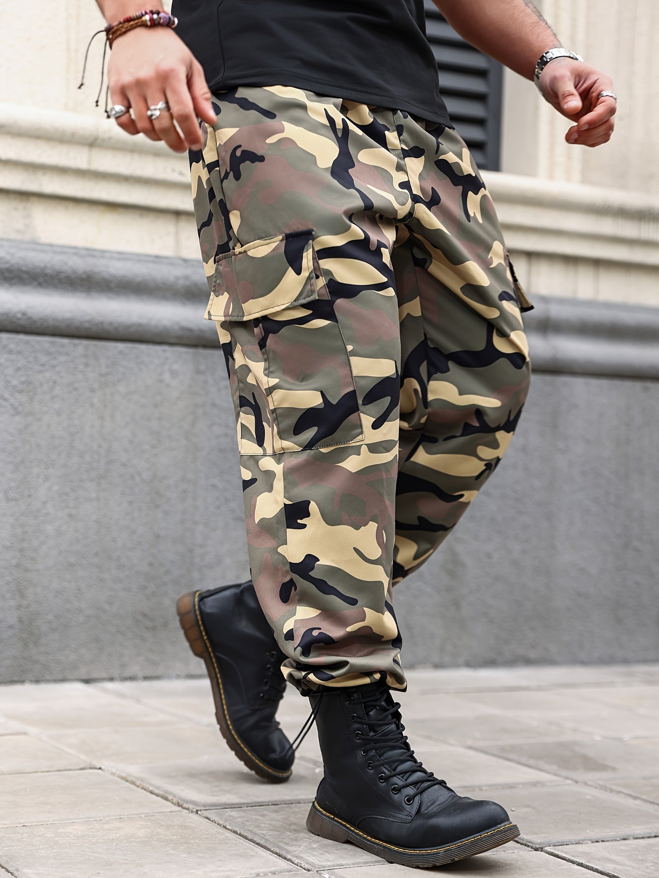 Plus Size Men's Camouflage Cargo Pants| Casual Joggers Camo Colors