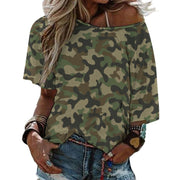 Camo Shirt | Off The Shoulder Top | Military Brown Camo Colors