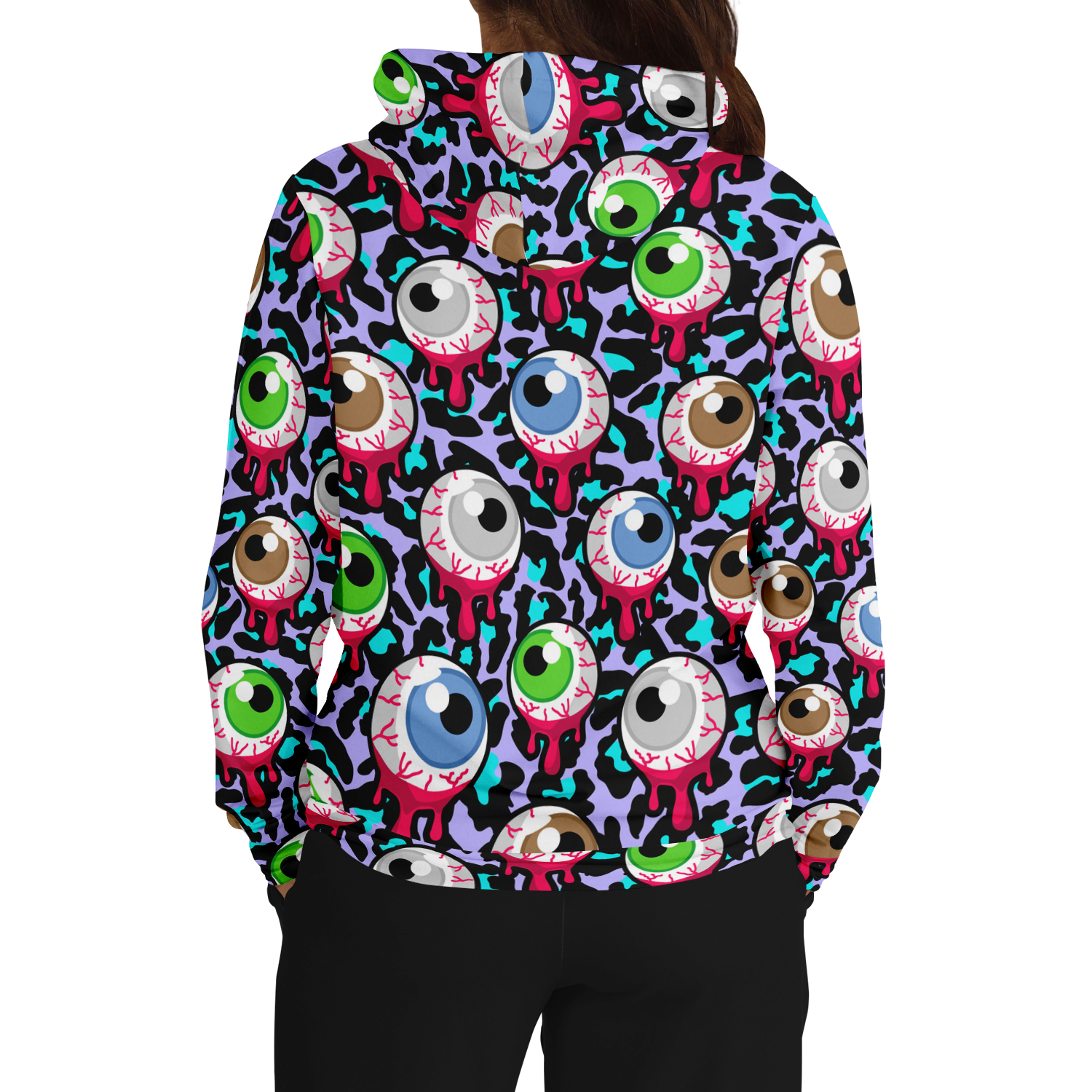 Zombie Hoodie | Bloody Alien Eyeballs, Creepy & Psychedelic Camo Colors