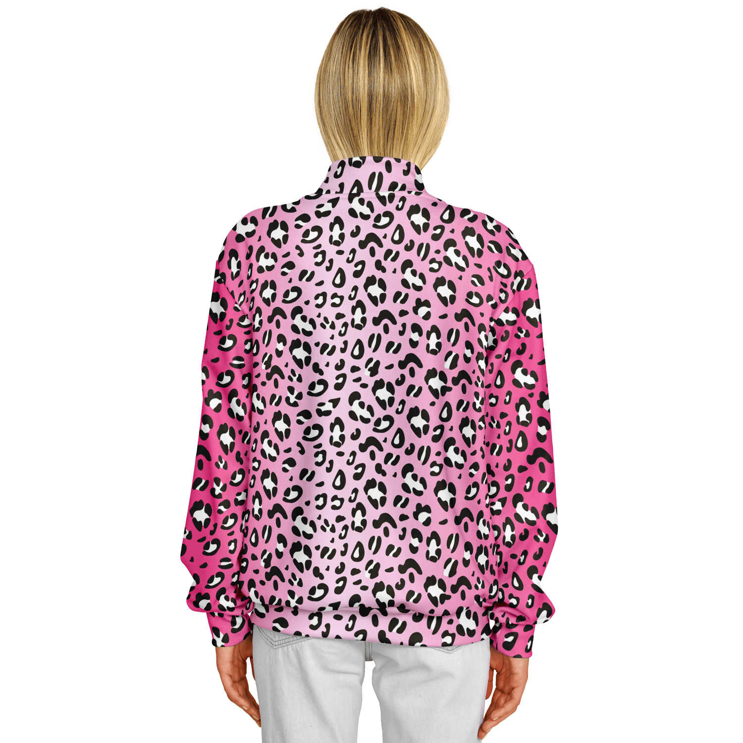 Baseball Jacket in Pink, Black & White Leopard Pattern Camo Colors