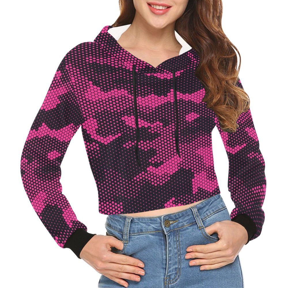 Cropped Camo Hoodie | Regular Fit | Digital Pink Camouflage Camo Colors