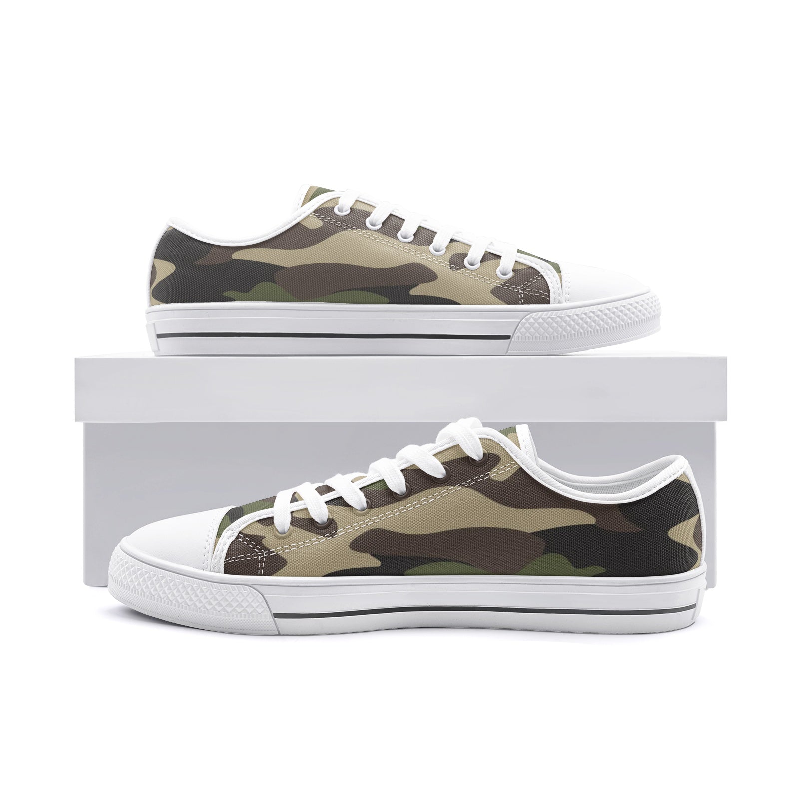 Camo Shoes | Low Top Canvas | Classic Green Camouflage Camo Colors