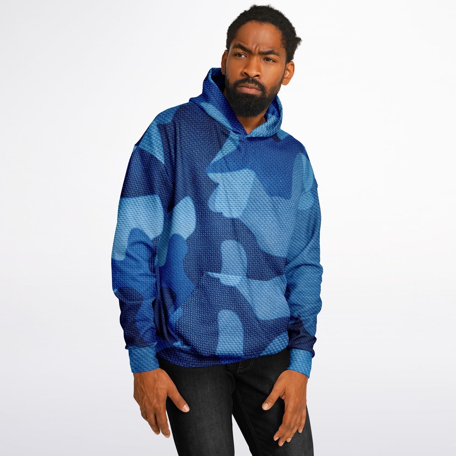 Blue Oversized Hoodie | Camouflage Cloth Pattern | Camo Colors