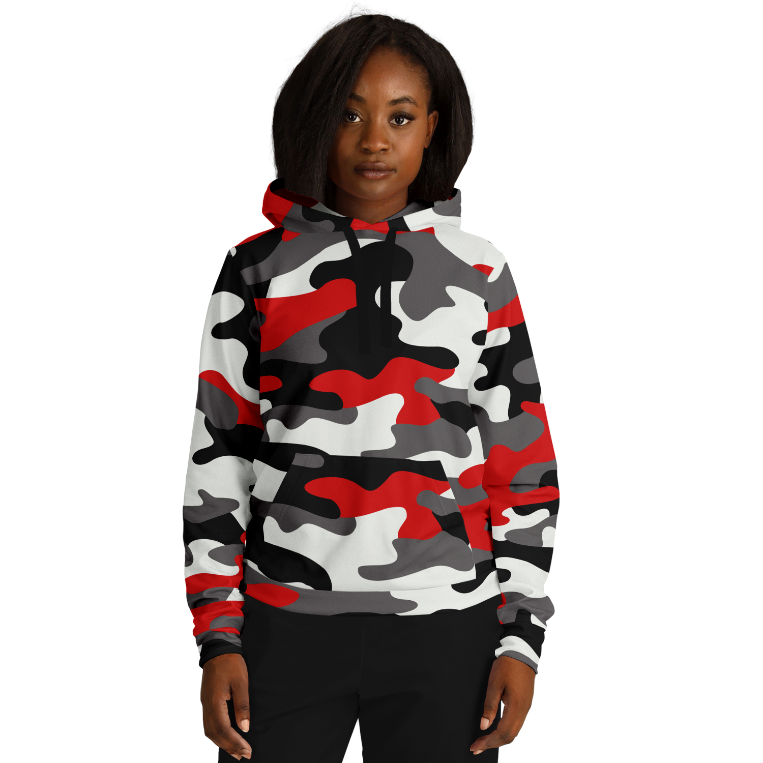 Camo Hoodie | Red, Black, and White Pullover Camo Colors