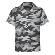 Men's Camo Shirt in Shades of Grey | Cuban Collar Design | Camo Colors