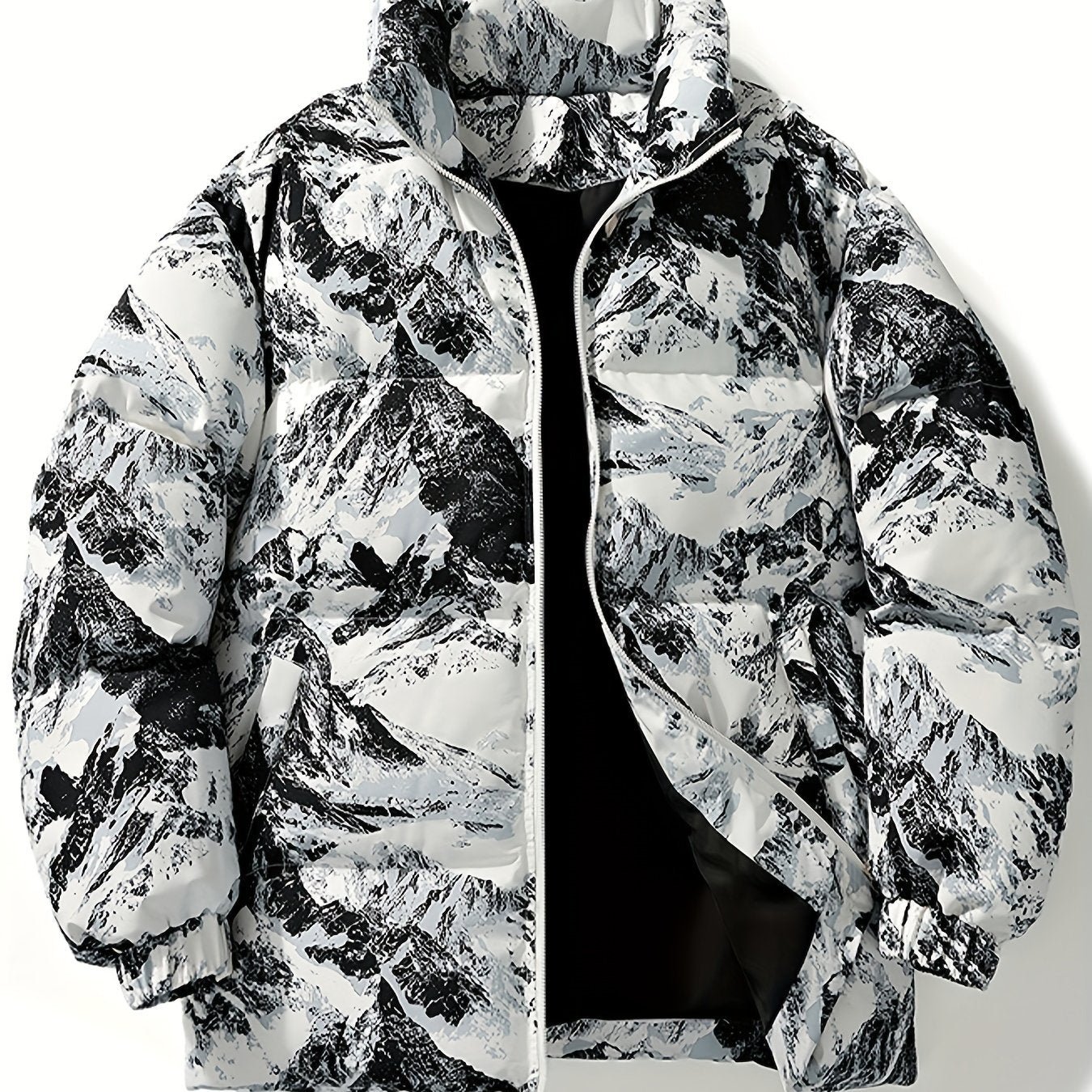 Men's Camo Hooded Puffer Jacket with Zip-Up Front Camo Colors