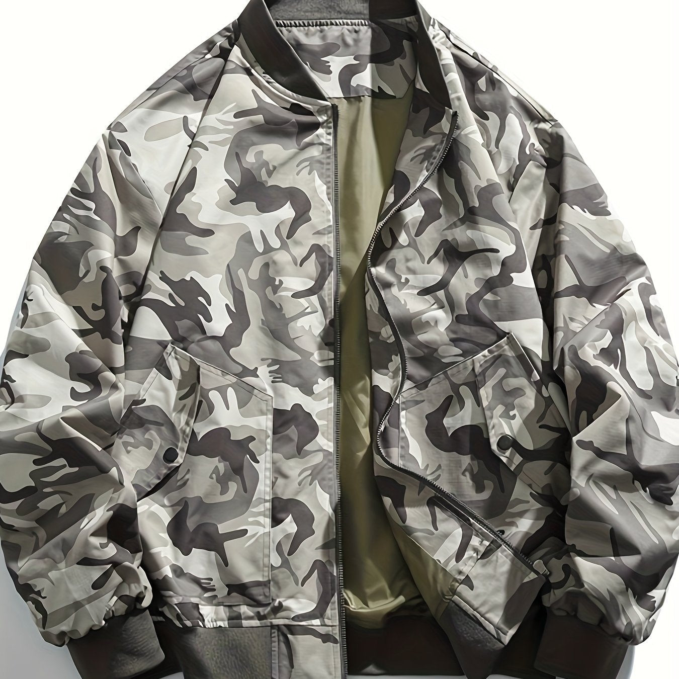 Men's Camo Bomber Jacket | Lightweight Zip-Up with Baseball Collar Camo Colors