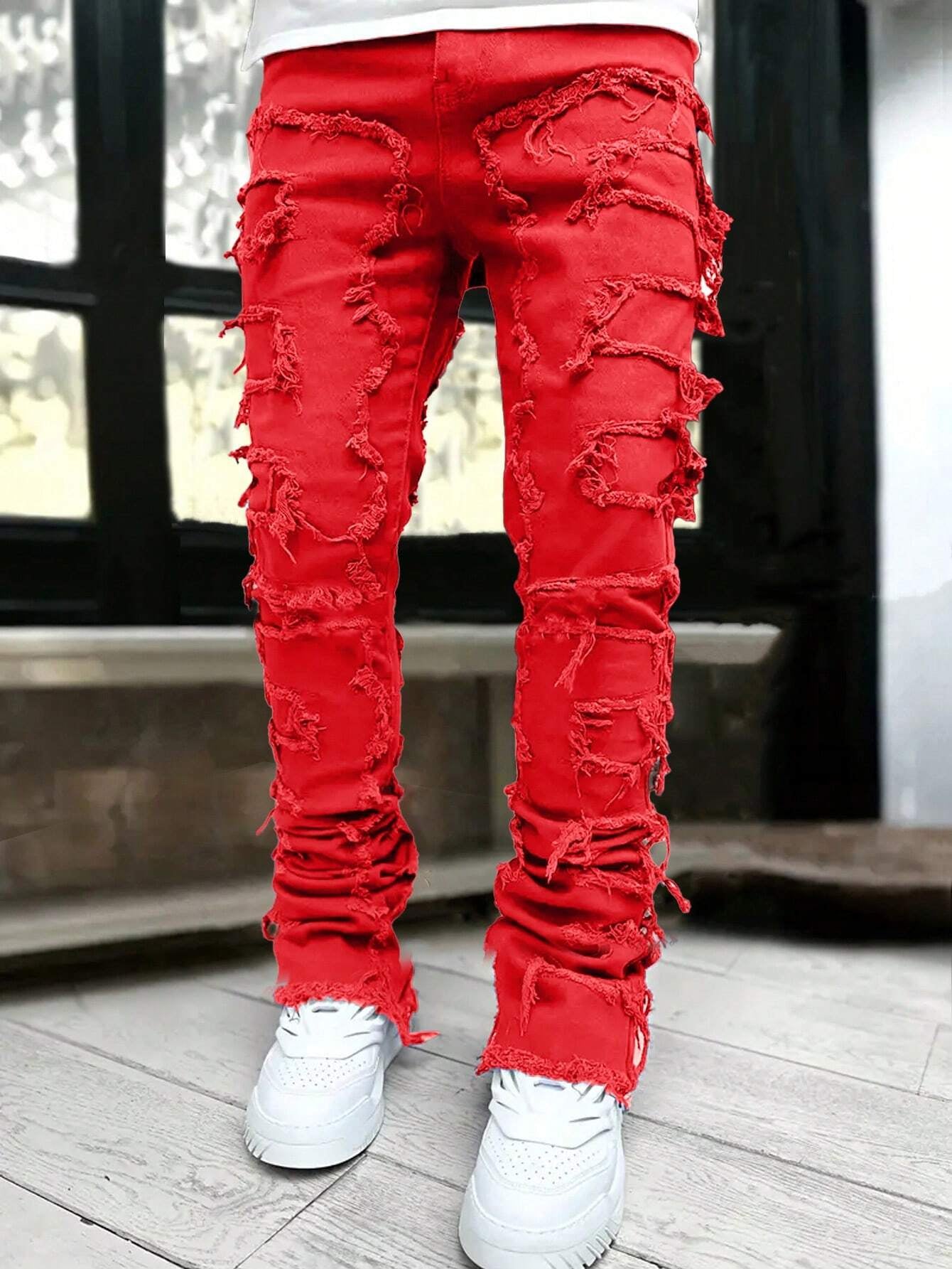 Men's Camo Print Ripped Jeans Camo Colors