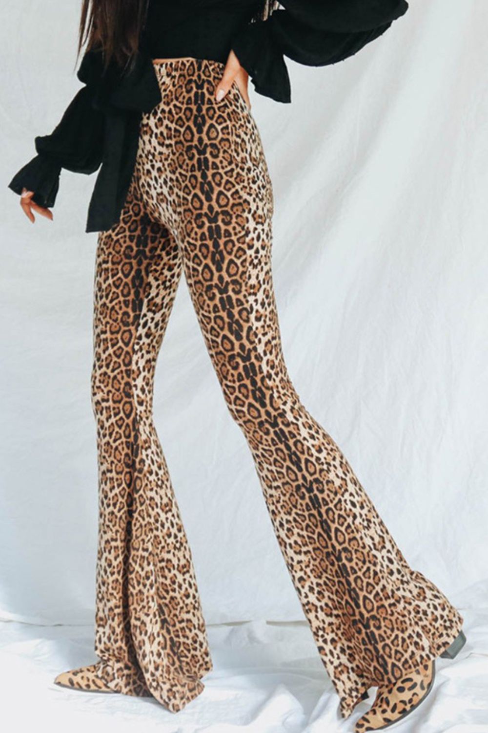 Leopard Print Flare Leg Pants For Women Camo Colors