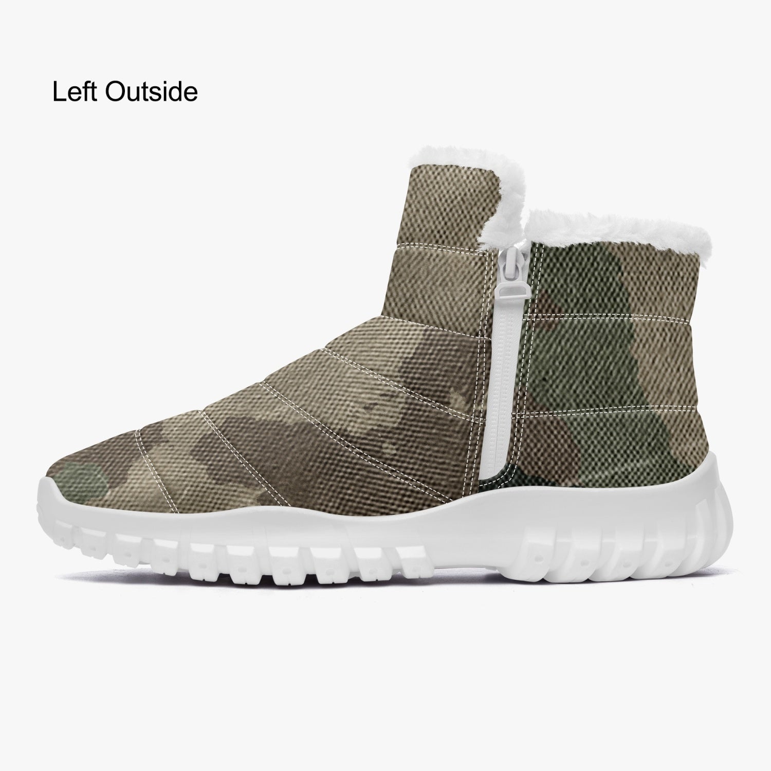 Camo Boots | Cotton-pad Fur Zipper Up | Dirty Brown Camo Colors