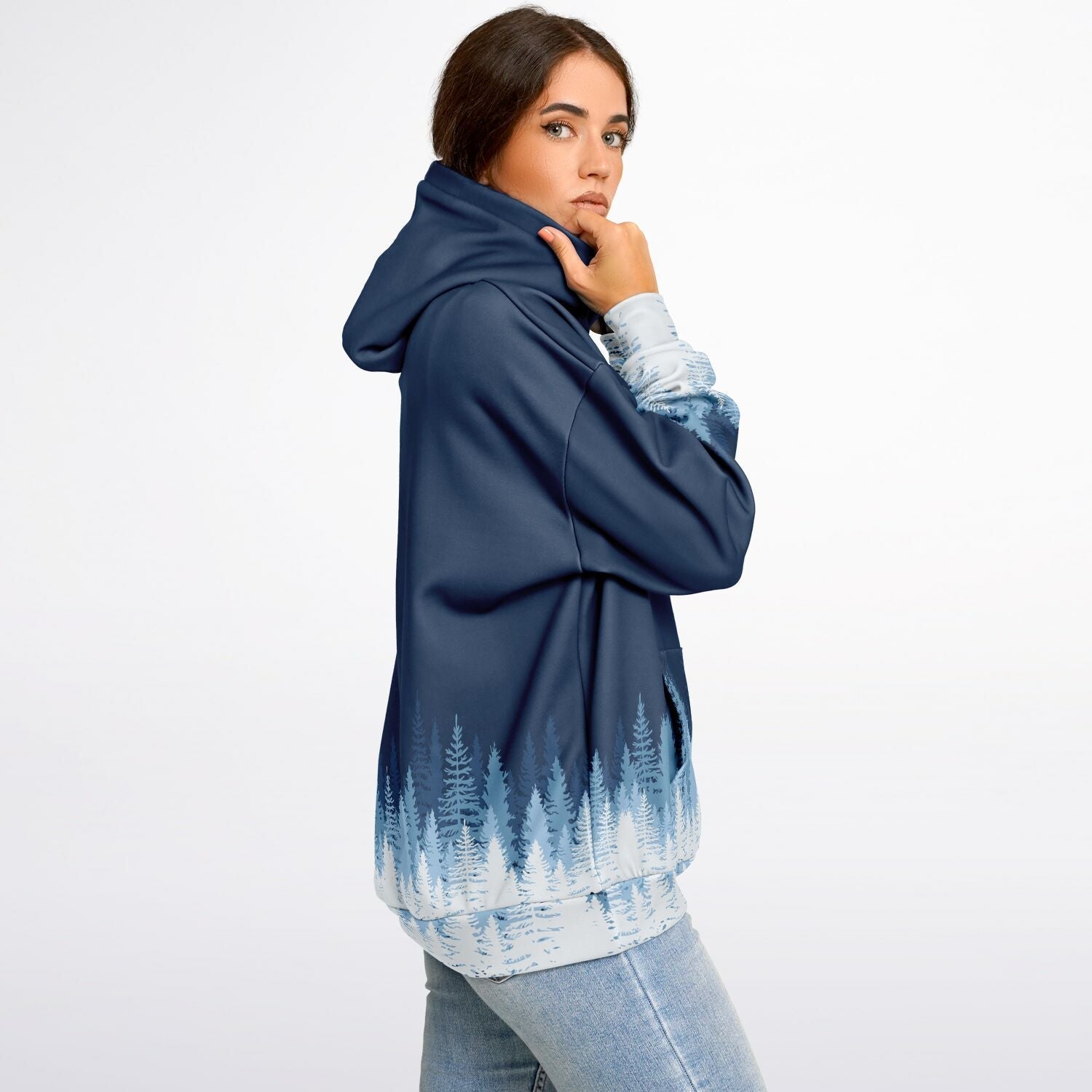 Heavyweight Oversized Hoodie | Blue & White Winter Forest | Camo Colors