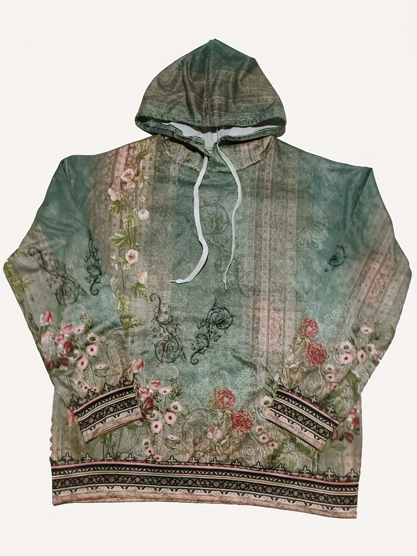 Women's Floral Print Hoodie | Casual Drop Shoulder Long Sleeves Camo Colors