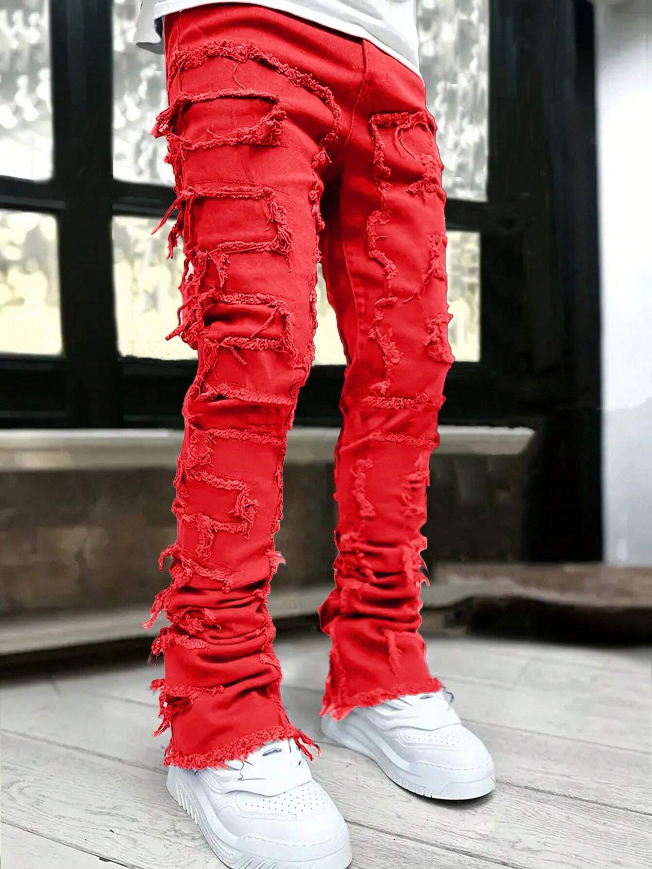 Men's Camo Print Ripped Jeans Camo Colors
