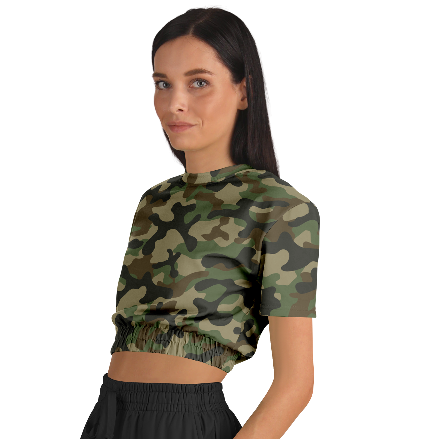 Camo Crop Top Sweatshirt | Military Brown Camo Colors
