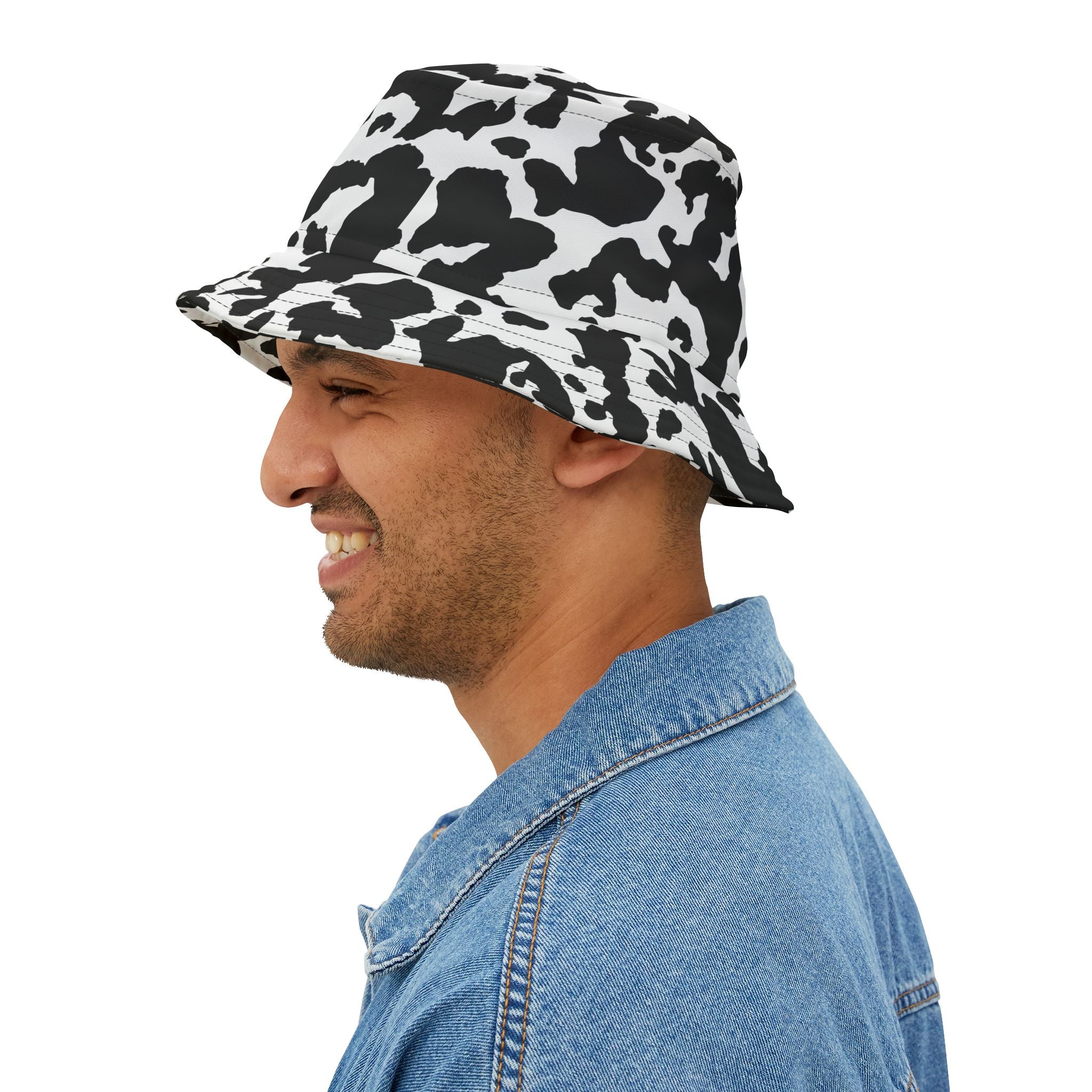 Camo Bucket Hat | Black & White Cow Camouflage Camo Colors