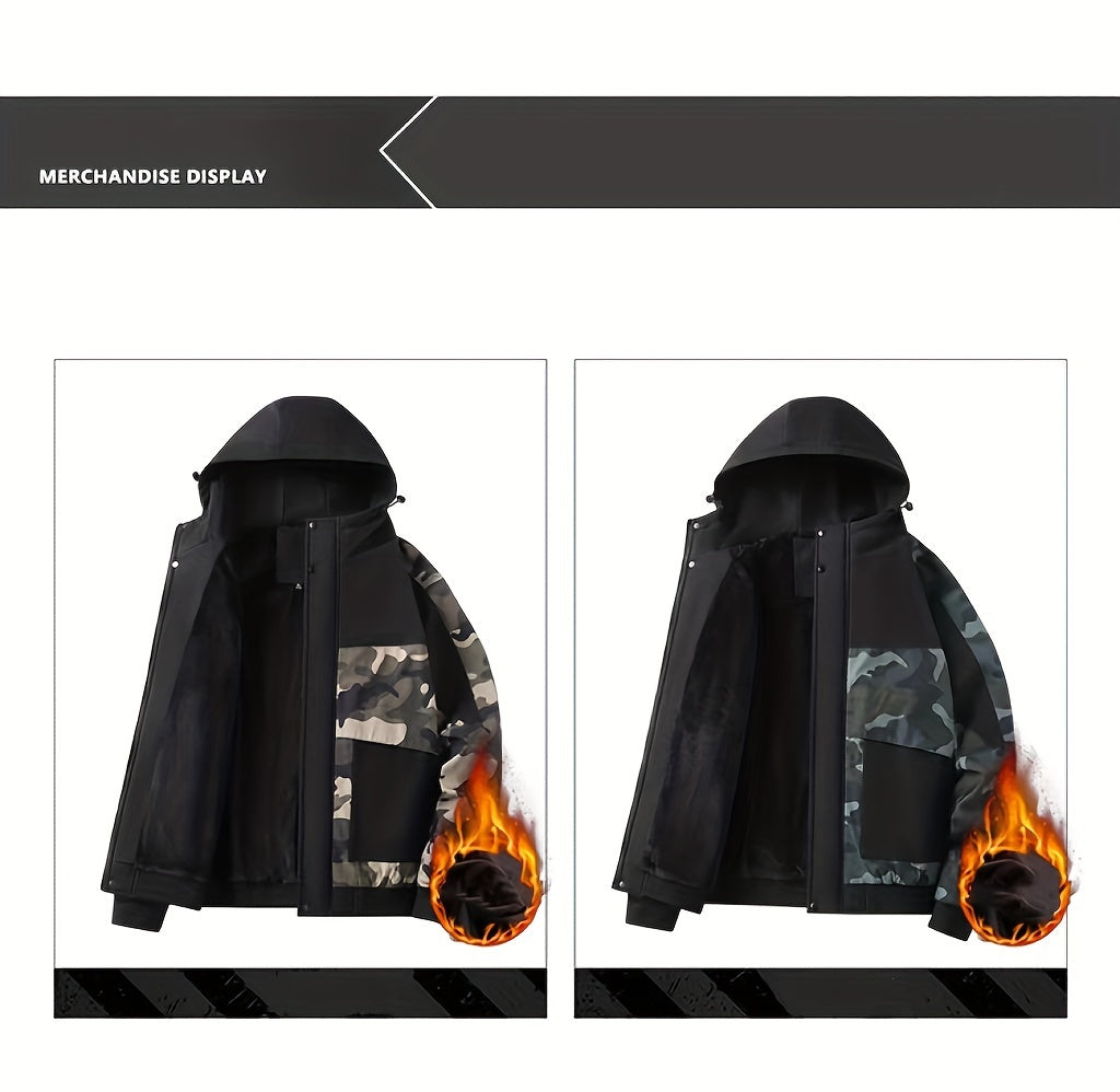 Camo Graphic Fleece Jacket | Men's Casual Hooded Winter Coat Camo Colors