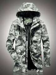 Men's Camo Hooded Windbreaker Jacket with Zip & Drawstring Camo Colors