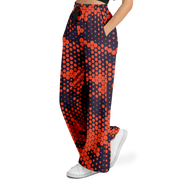 Camo Wide Leg Pants | Orange & Blue Digital Camouflage Camo Colors