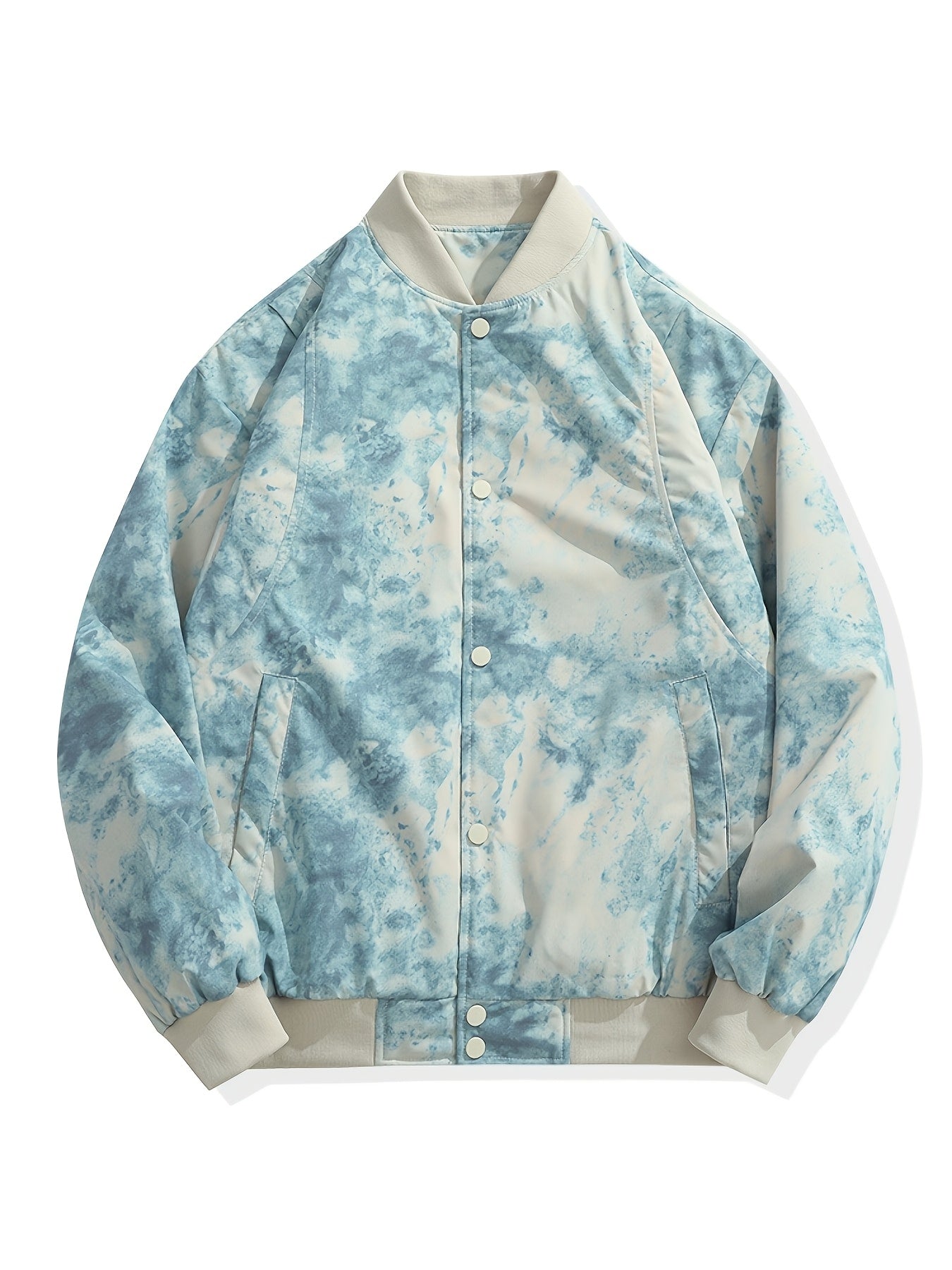 Vintage White Camo Jacket | Baseball Collar Long Sleeve Coat Camo Colors