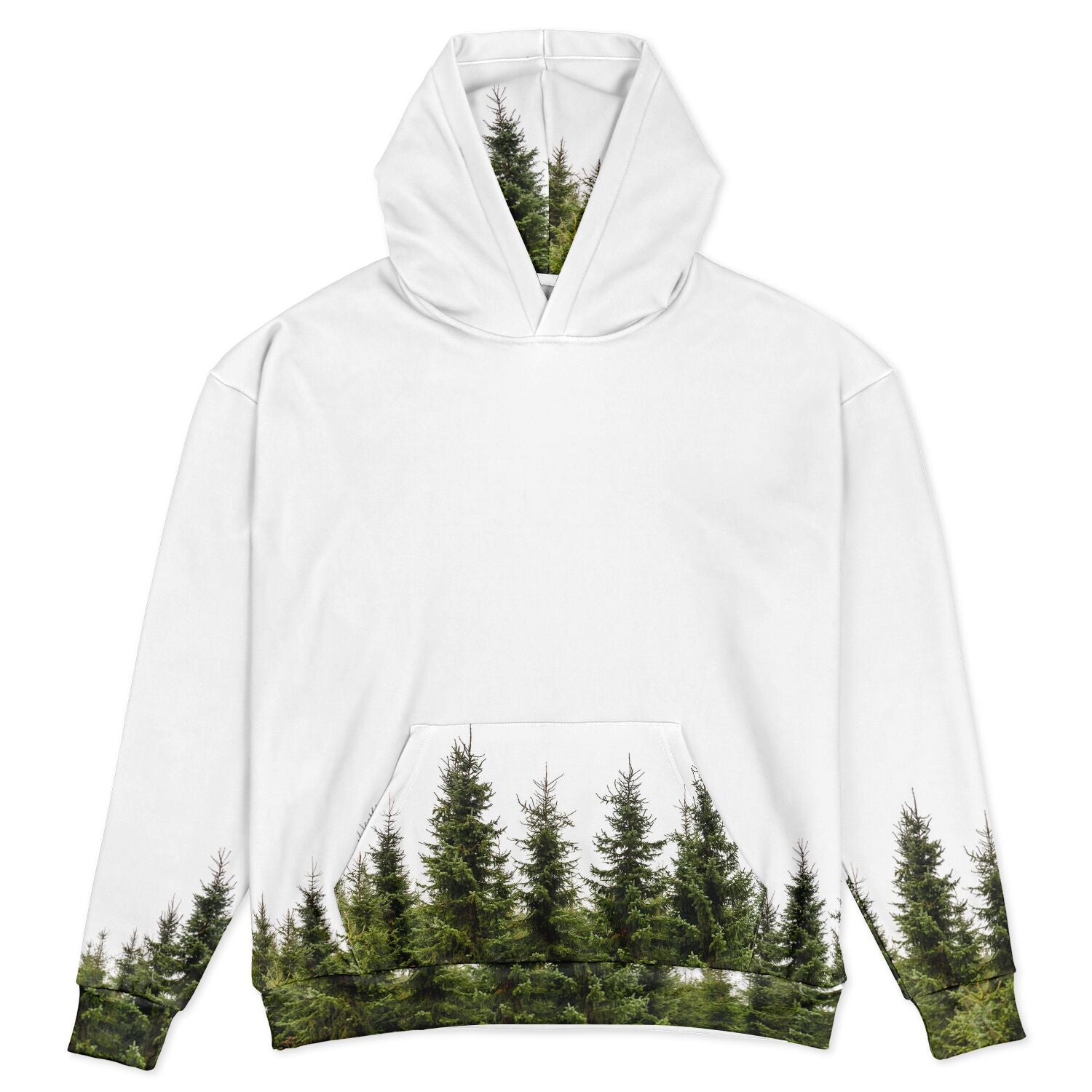Heavyweight Oversized Hoodie | Pine Trees on a White Background | Camo Colors