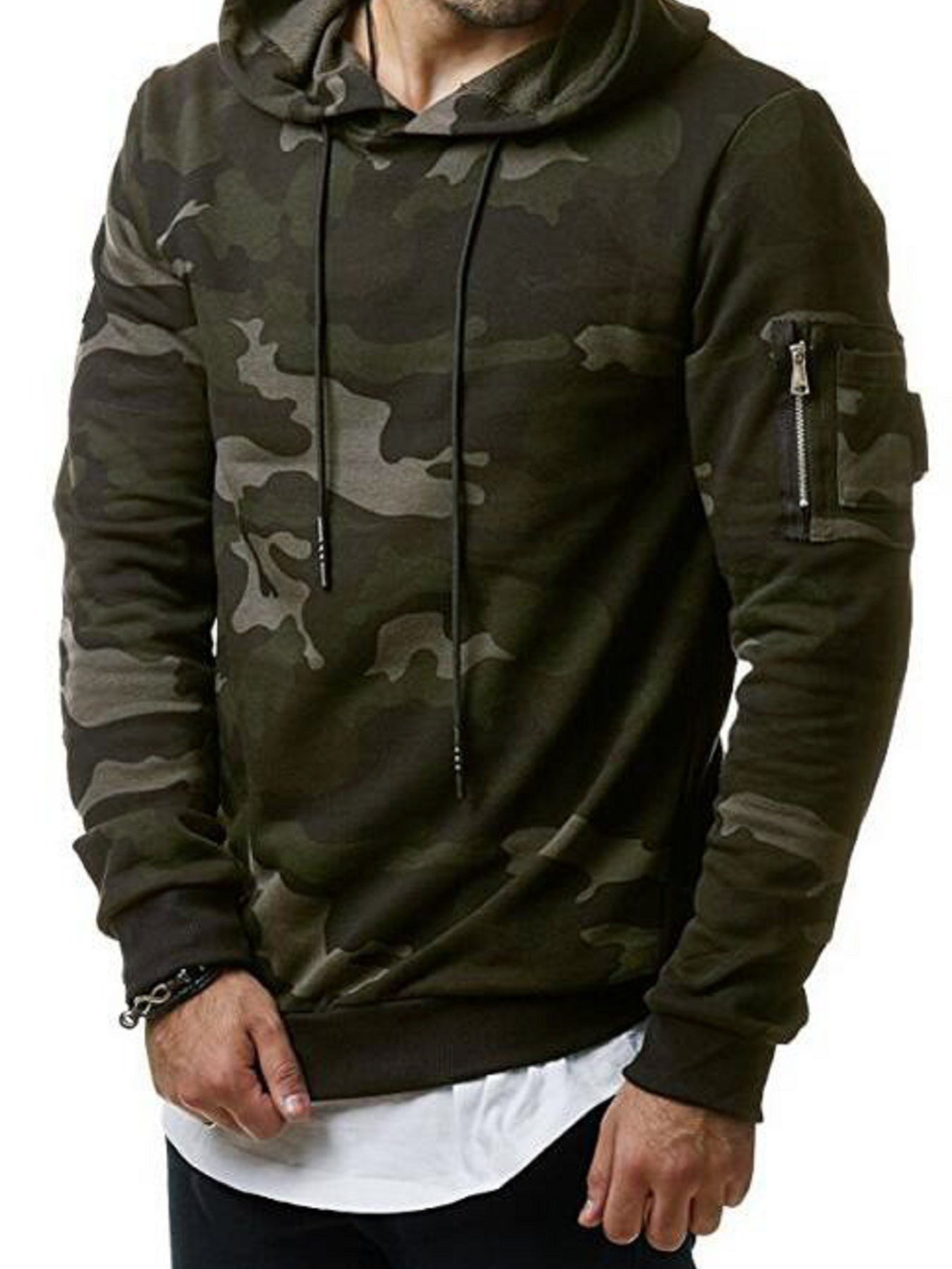 Men's Camouflage Hooded Sweater | Green or Grey | Camo Colors