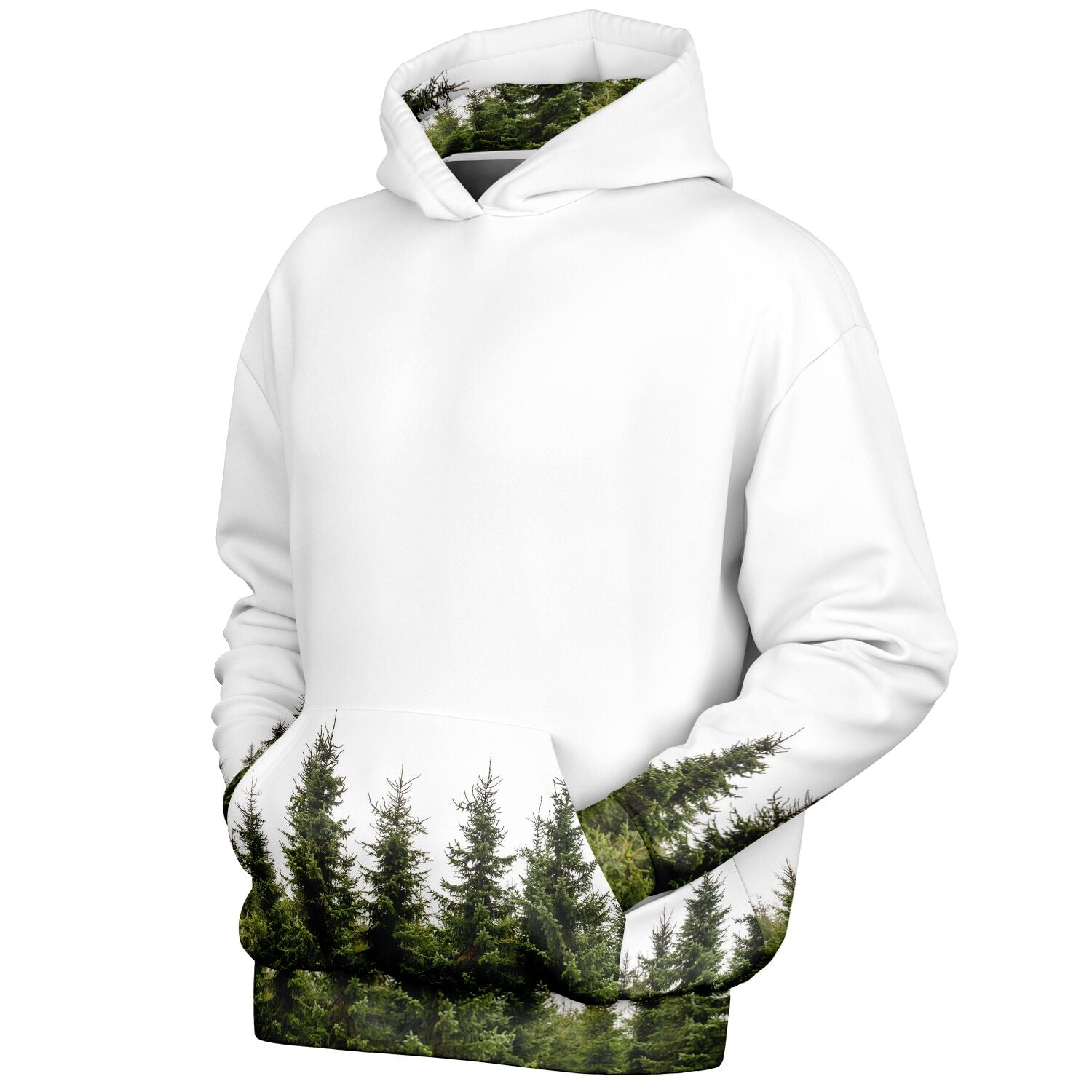 Heavyweight Oversized Hoodie | Pine Trees on a White Background | Camo Colors