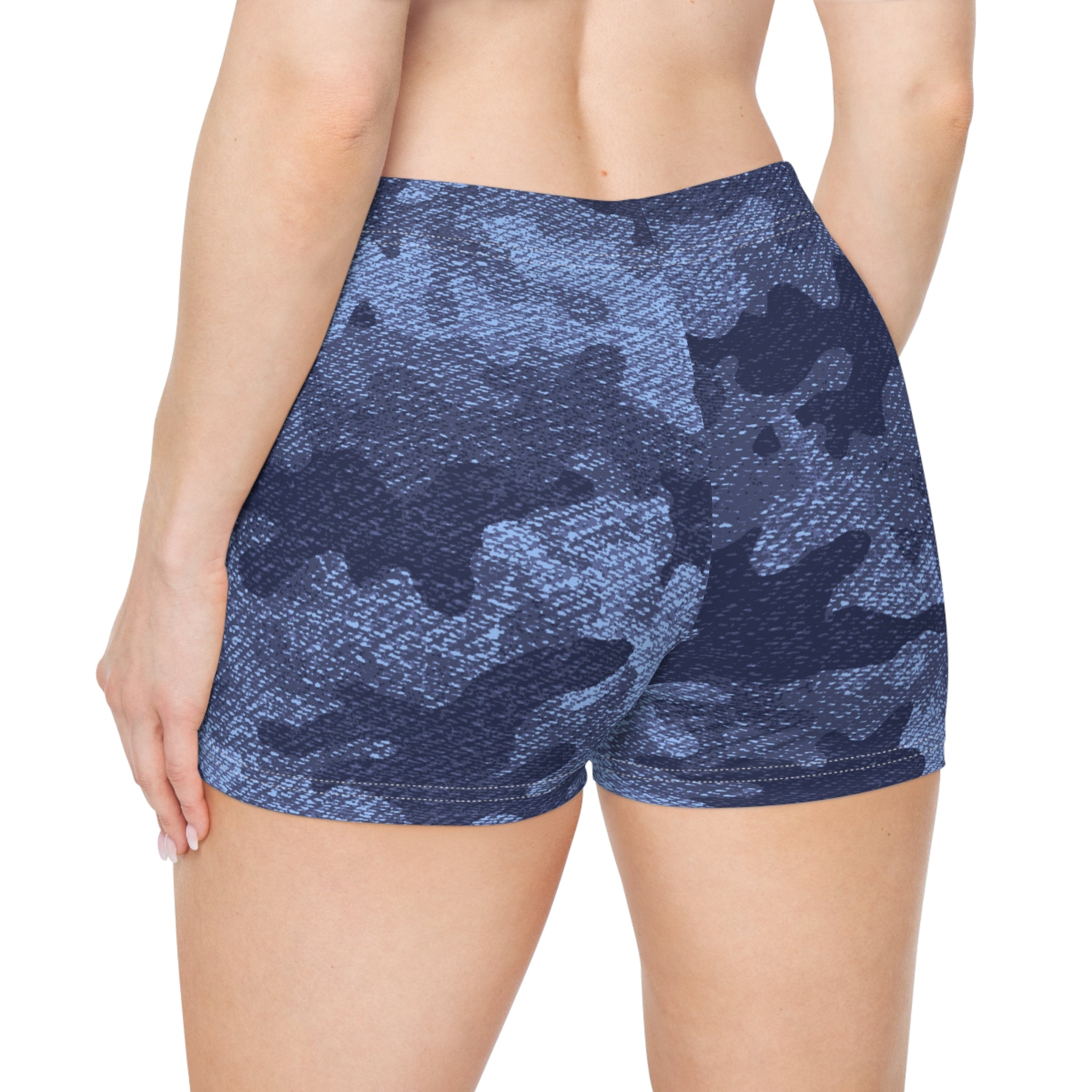 Women's Camo Shorts | Tight Fit | Denim Blue Camouflage Camo Colors