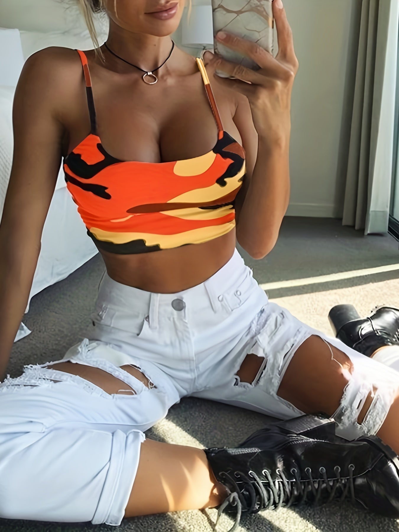 Camouflage Print Crop Cami Top, Sexy Spaghetti Strap Top | Various Colors Camo Colors