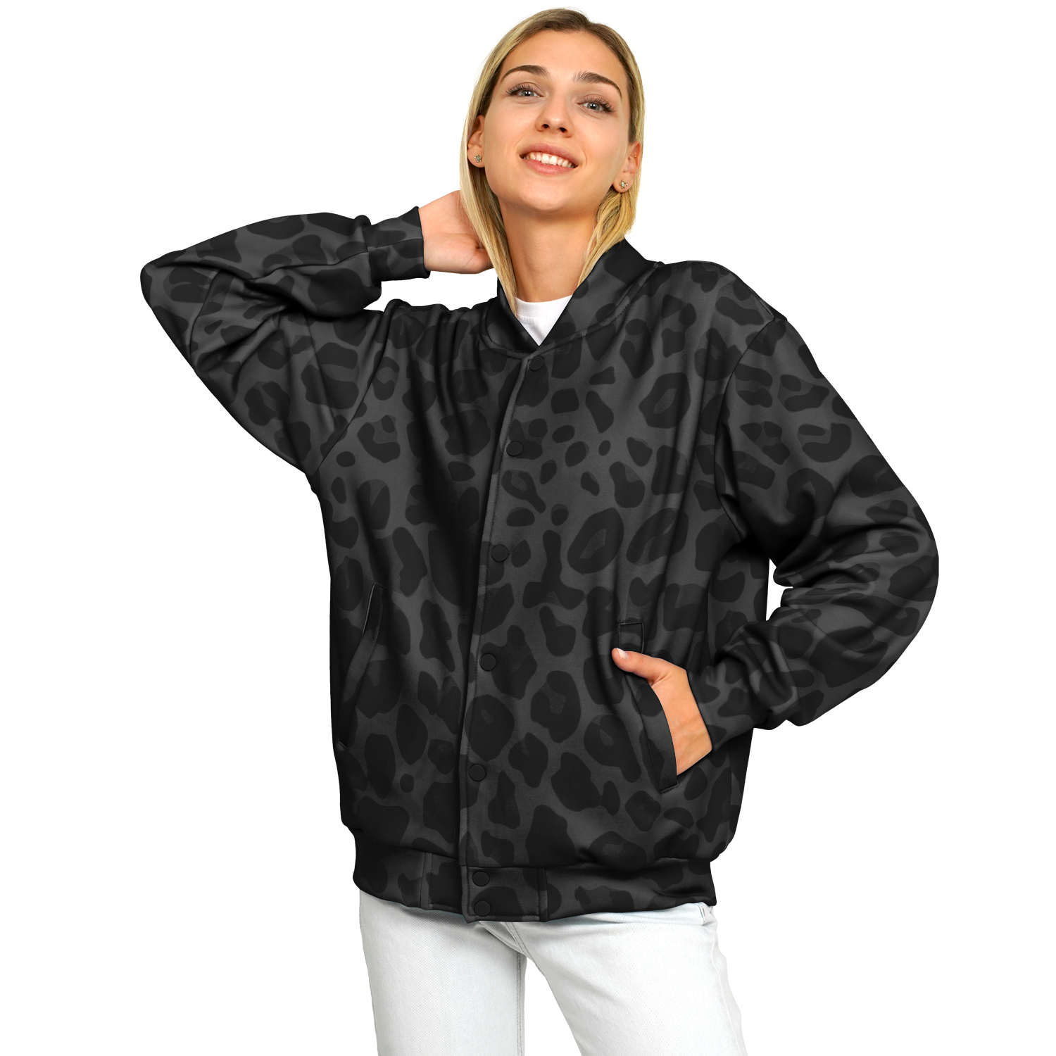 Baseball Jacket in Black Puma Print | Heavyweight Coat Camo Colors