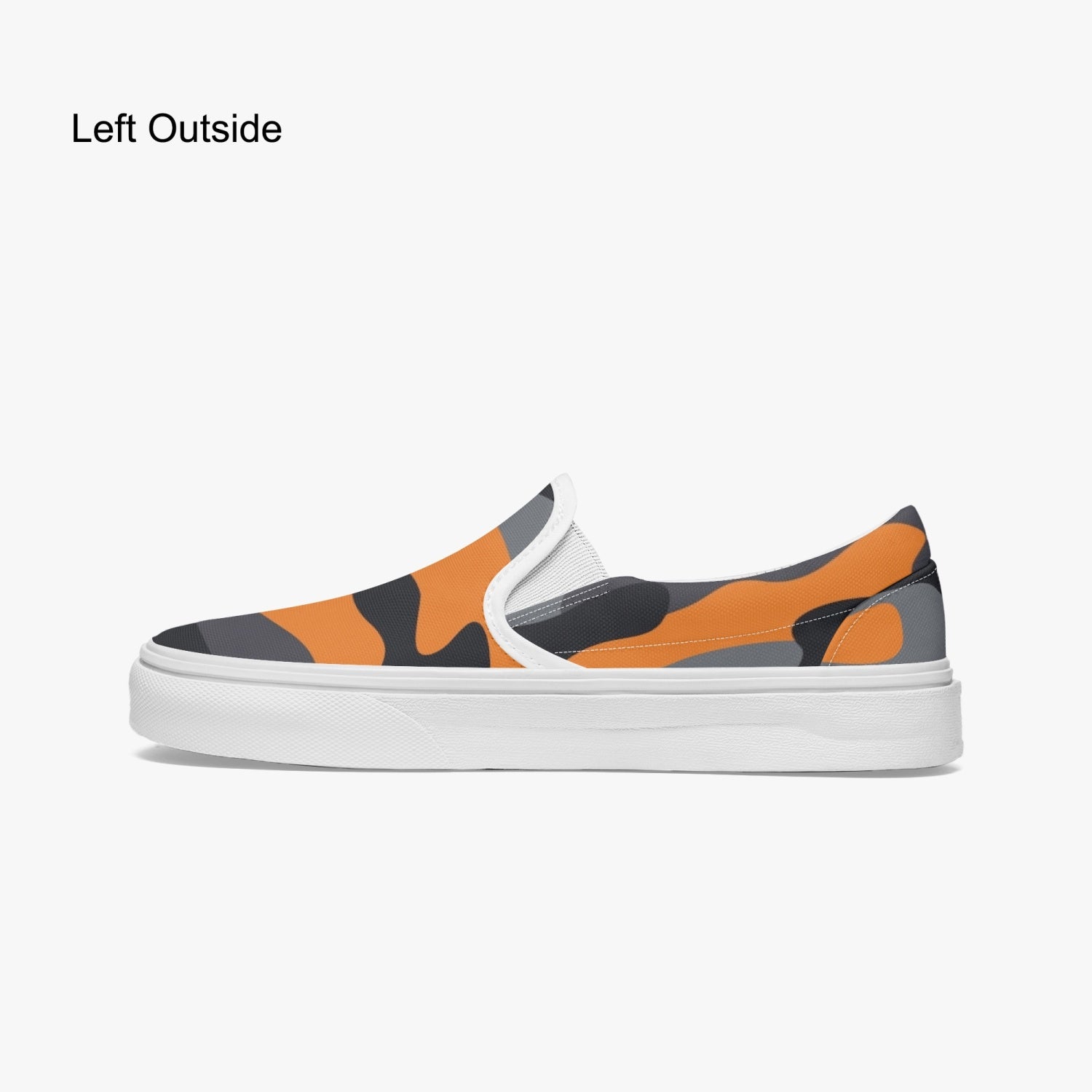 Camo Slip-On Shoes | Orange, Black and Gray Camouflage Camo Colors