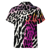 Abstract Leopard Men's Shirt | Cuban Collar Style | Camo Colors